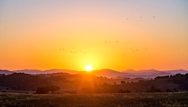 Sunrise over rolling hills