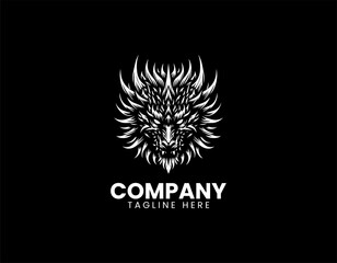 Ferocious Dragon Head Mascot Gaming Esport Vector Logo Design