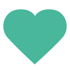 Flat vector of a teal heart shape with pointed bottom, suitable for educational or abstract graphic design elements and learning media.

