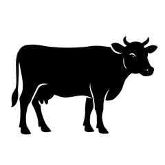 cow vector illustration silhouette white background 