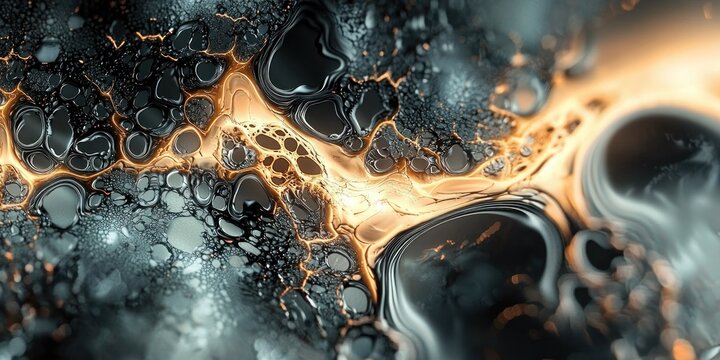 A dreamlike digital artwork of glowing liquid metal branches intertwining