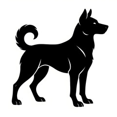 black dog vector style  silhouette whit white background 