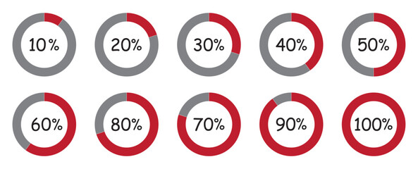 Pie chart color icons. Different color circles isolated. Ring percentage pie chart diagram or loading circle. Geometric element. Vector eps 10.