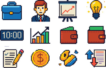 Bussiness pixel art, eps 10 illustration