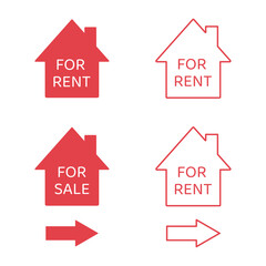 House for rent, sale icon set. Vector isolated illustration