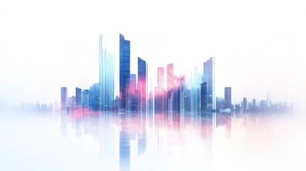 Digital cityscape skyline illustration