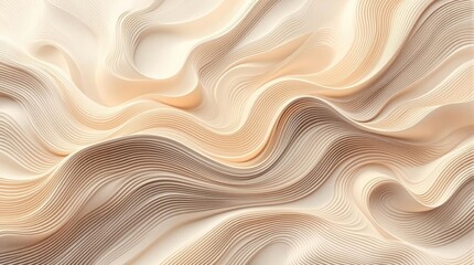 Obraz premium Abstract beige and white flowing wave pattern with soft, textured, sculpted appearance