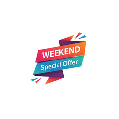 Weekend Sale Banner Tag – Ribbon Style Transparent PNG Label
