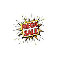 Mega Sale Comic Style Tag – Pop Art Transparent PNG Label