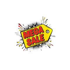 Mega Sale Comic Style Tag – Pop Art Transparent PNG Label