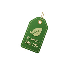 Eco Green Discount Tag – Leaf Icon Transparent PNG Label