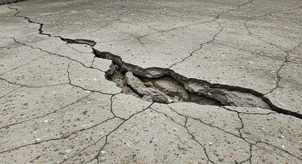 Exploring concrete damage cracked surface and road pavement with repair solutions and structural failure analysis