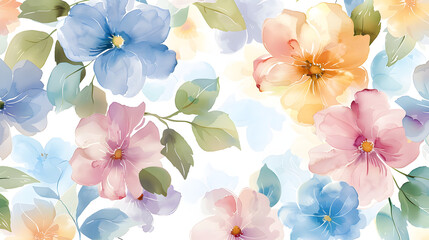 watercolor painting of pastel floral pattern