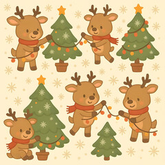 Seamless cartoon animal festival patterns holiday celebration cozy environment whimsical viewpoint