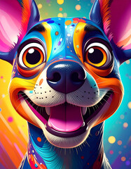 Fototapeta premium Colorful Cartoon Portrait of Animal: Pet Puppy Dog 105