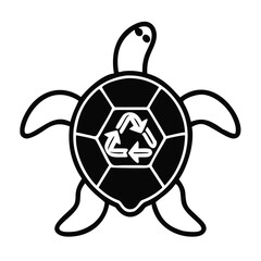 Obraz premium Turtle Silhouette Features Recycling Symbol to Promote Environmental Awareness