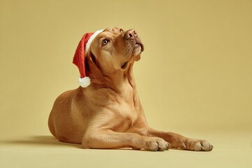 Festive Dog Portrait Studio Photo Merry Environment Close-up Holiday Spirit