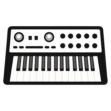 Classic Moog Style Synthesizer Silhouette With Keyboard and Control Panel