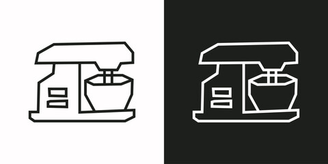 Mixer Icon in Black Line Art and White Line Art Cutout Style