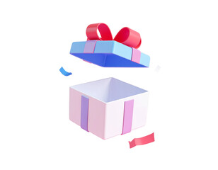 Fototapeta premium white blue gift box with yellow ribbon 3d render icon isolated on white or transparent png