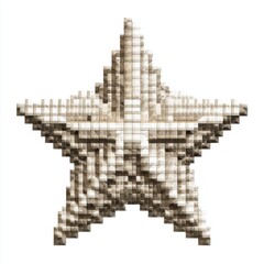Fototapeta premium Beige Pixelated 3D Star on White Background