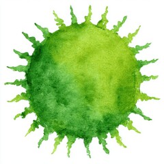 Abstract Green Watercolor Sunburst Painting
