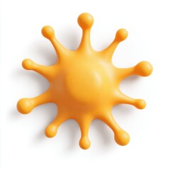 Abstract Orange Blob 3D Render with Tendrils on White Background