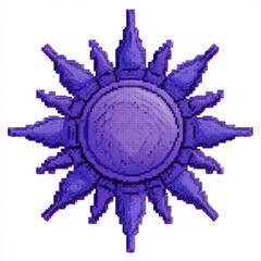 Abstract Purple Pixelated Sunburst Design on White Background