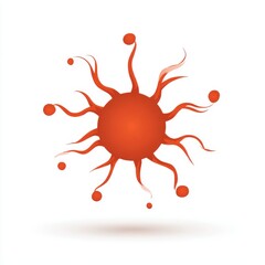 Abstract Red Sunburst Illustration with Organic Tendrils