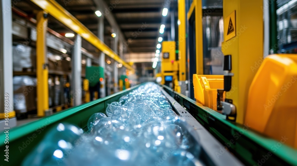 Poster automated recycling line reprocessing plastic into reusable containers with zero-emission equipment