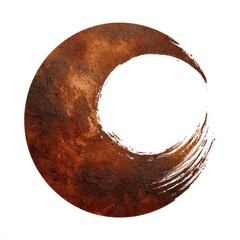 Abstract Rusty Brown Circular Brush Stroke on White