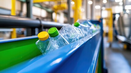 Automated recycling line reprocessing plastic into reusable containers with zero-emission equipment
