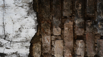 broken wall with brick texture background