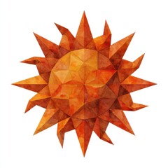 Abstract Watercolor Sun Geometric Polygonal Design in Orange and Brown