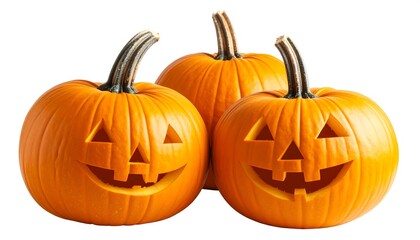Three carved pumpkins, Halloween