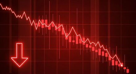 Naklejka premium Stock Market Crash Downward Trend Red Arrow
