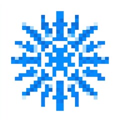 Fototapeta premium Blue Pixelated Snowflake Digital Art on White Background