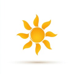 Bright Yellow Sun Icon on White Background