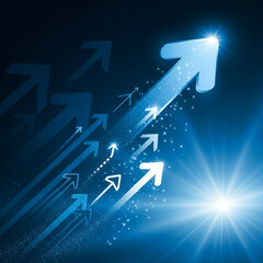 Growing Upward Arrows Showing Success and Growth
