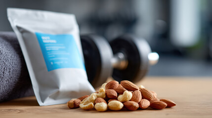 Healthy keto diet nut snack for fitness and energy. satisfying pile of almond and peanut for post workout meal