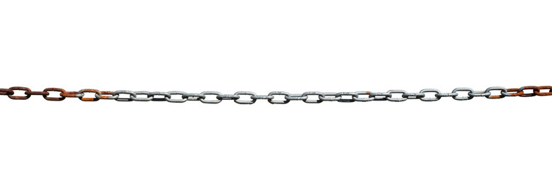 long silver metal chain link isolated on white