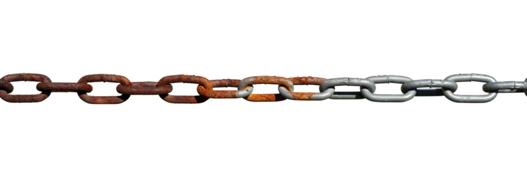 rusty metal chain link isolated element