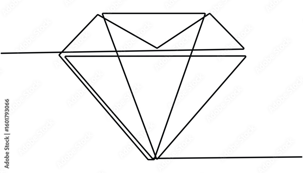 Poster continuous line drawing of diamond icon. hand drawn symbol vector illustration, continuous one line 