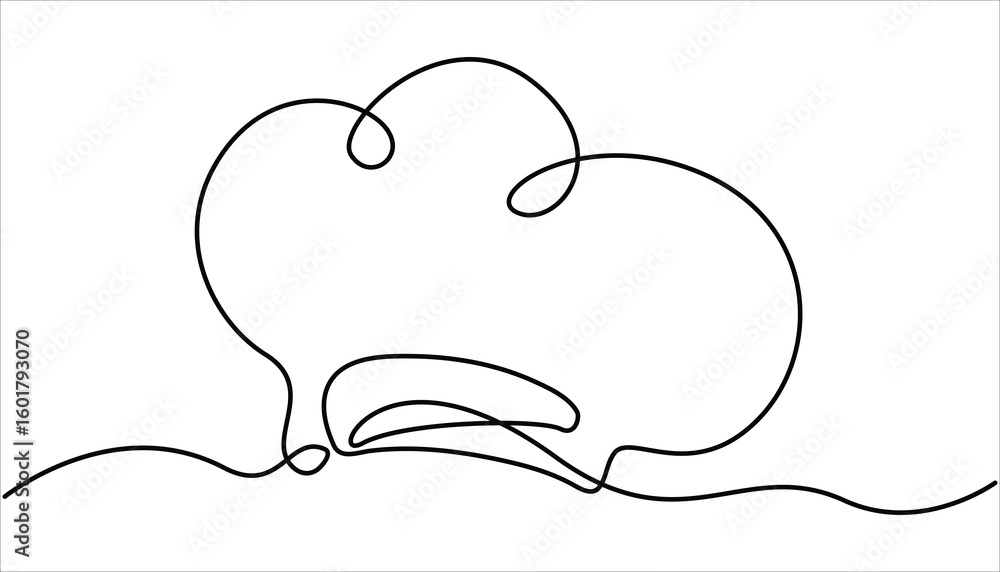 Poster continuous one line drawing of chef hat or cap. one line drawing illustration of hat chef. one conti