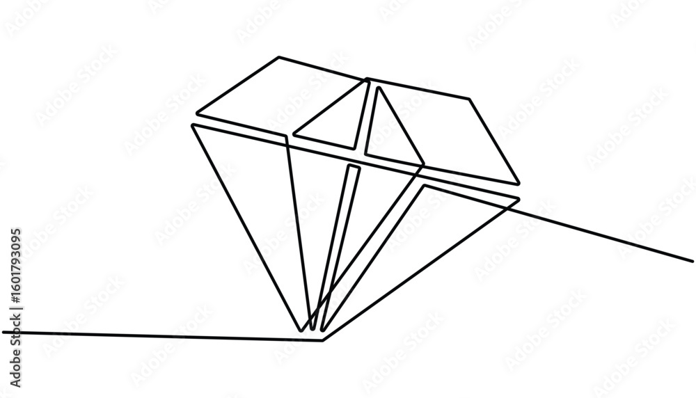 Poster continuous line drawing of diamond icon. hand drawn symbol vector illustration, continuous one line 