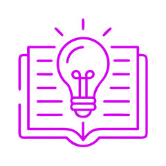 Light bulb above open book in minimalistic modern design  