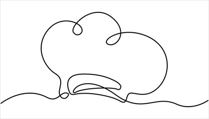 Continuous one line drawing of chef hat or cap. One line drawing illustration of hat chef. one continuous line drawing of cook hat uniform. Symbol of cafe, cooking in a simple one line style.