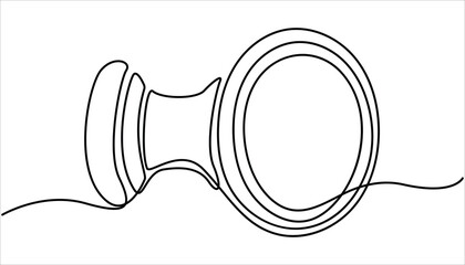 Door knob continuous one line drawing, Door outline drawing illustration. Open door one line illustration, Doorknob Black Stroke Linear Icon, Continuous one line drawing of Opened door design.