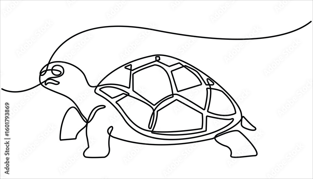 Poster continuous one single minimal line drawing sea turtles. turtle icon continuous one line drawing outl