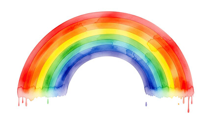 Watercolor rainbow with dripping paint effect in vibrant colors isolated on black background art design 100